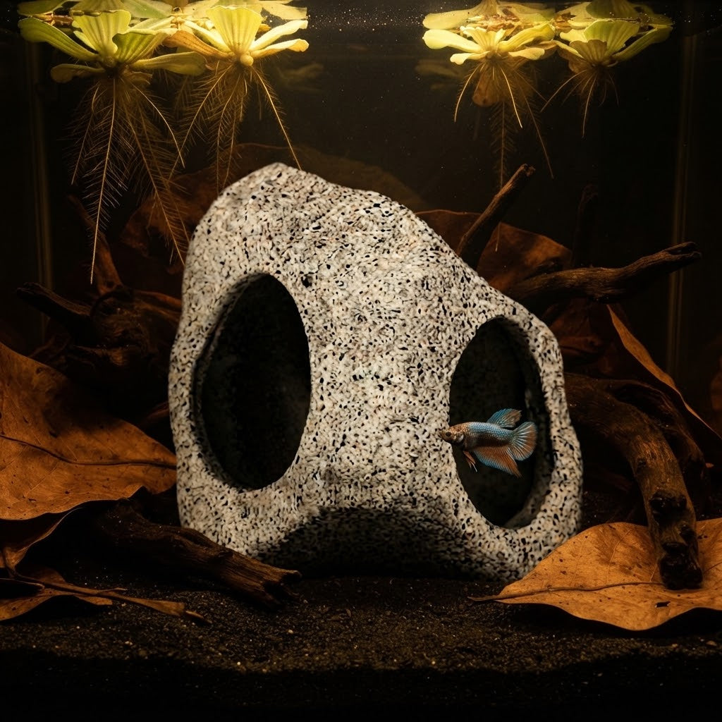 Ceramic Breeding Hide Cave for Aquarium | Shrimp House & Cichlid Hiding Cave Décor for Fish Tank