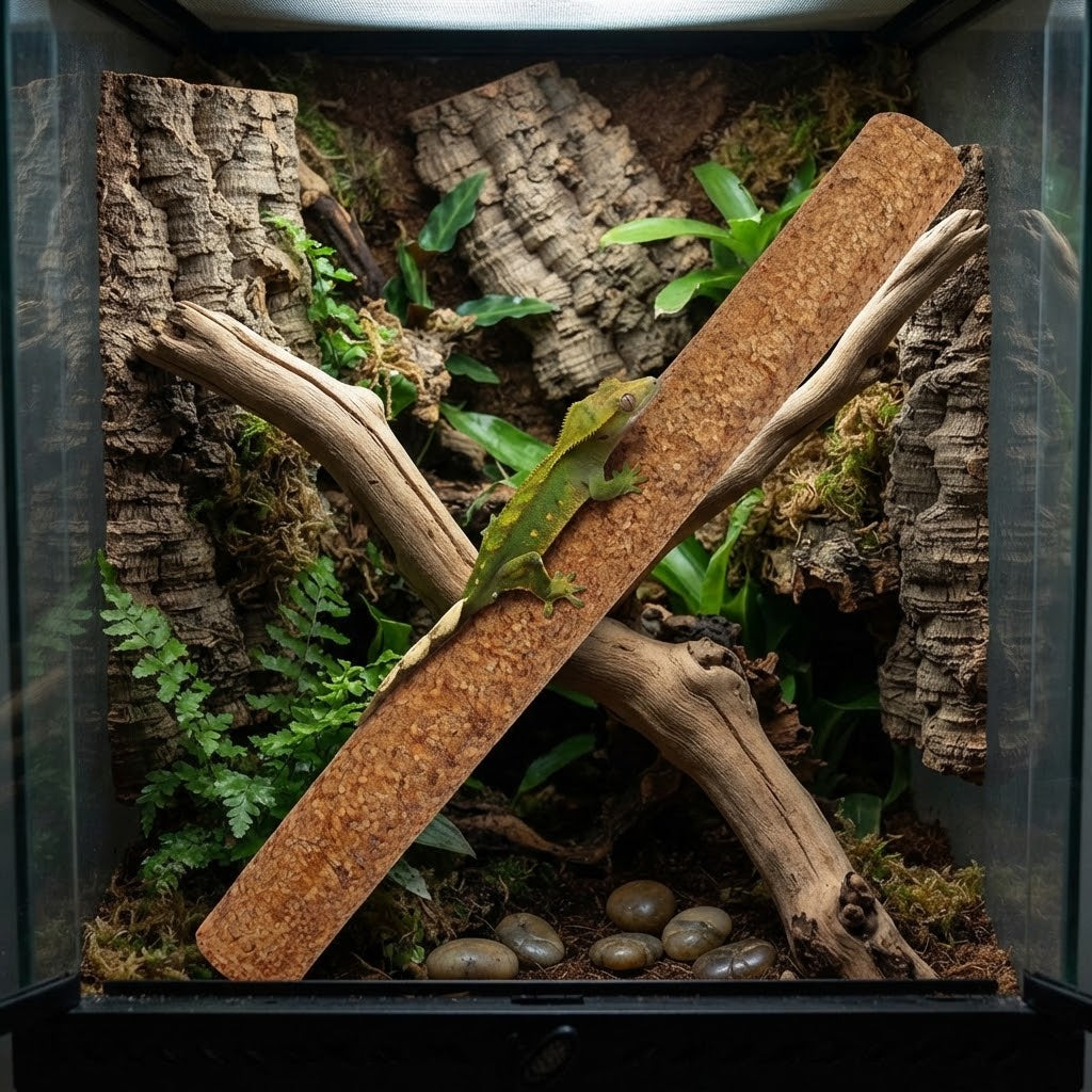 Natural Cork Bark Climbing Branch Sticks for Reptiles | Arboreal Gecko, Crested Gecko & Chameleon Terrarium Décor