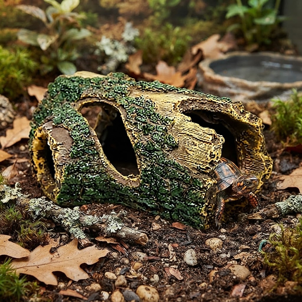 Resin Tree Stump Hide Cave for Reptiles & Fish | Realistic Wood-Look Hiding Cave for Shrimp & Aquarium Décor