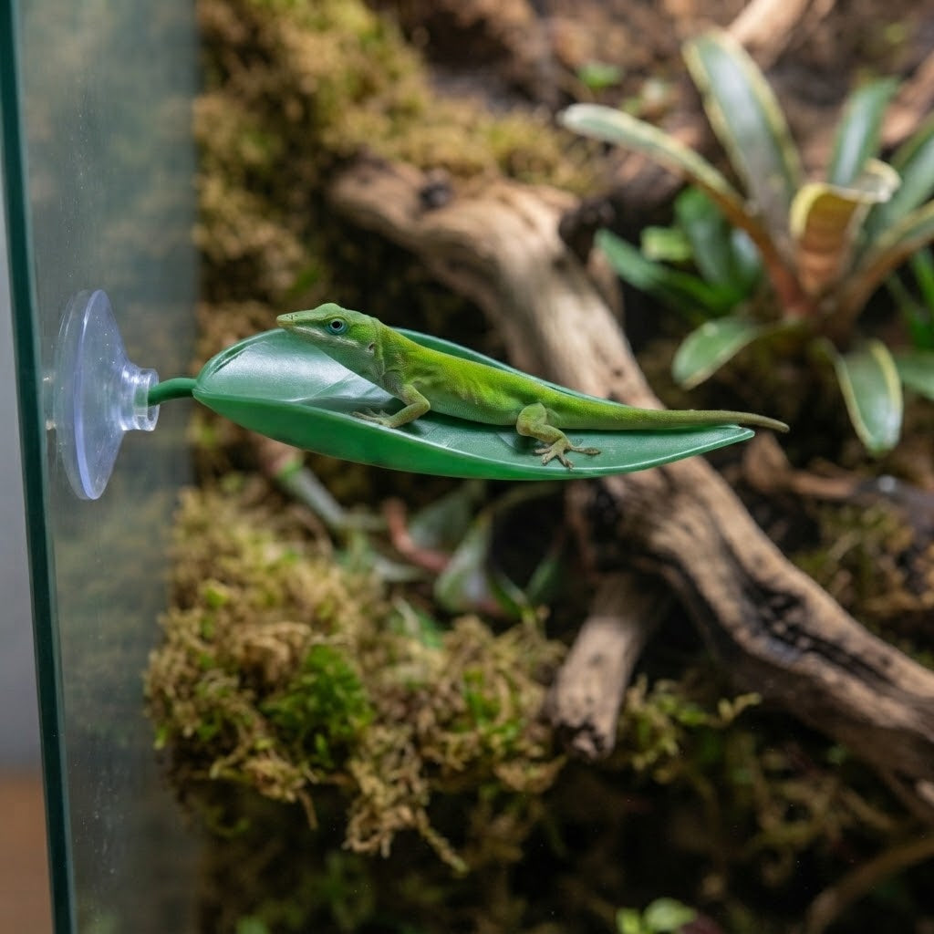 Reinforced Suction Cup Faux Leaves for Reptile & Aquarium | Gecko Climbing & Resting Décor for Lizard, Betta & Fish Tank