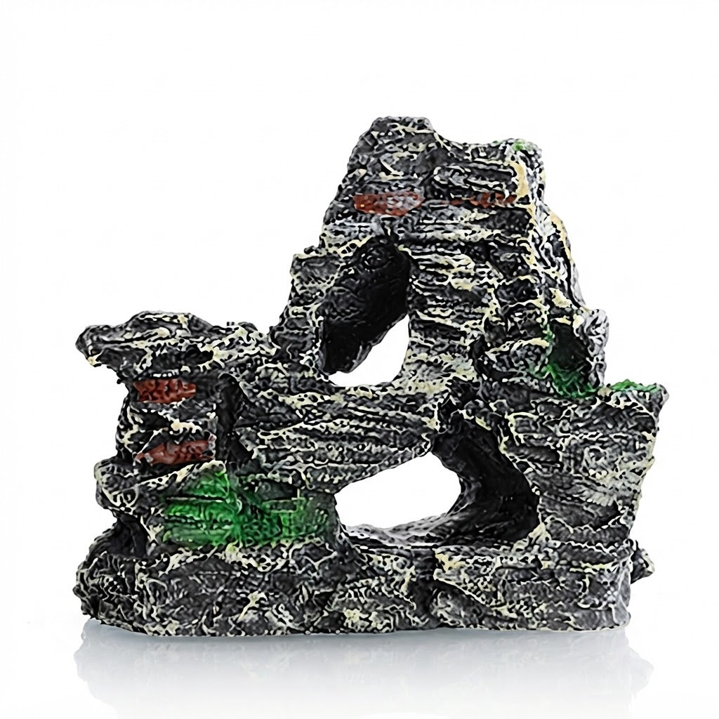 Resin Rock Landscape Ornament for Fish Tank | Realistic Aquarium Décor, Shrimp Hide & Bonsai-Style Miniature