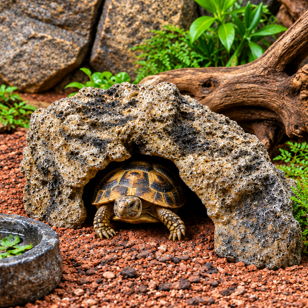 Reptile Rock Hide Cave | Natural Rock-Look Hideout Box for Leopard Gecko, Bearded Dragon, Tortoise & Frog | Terrarium Décor