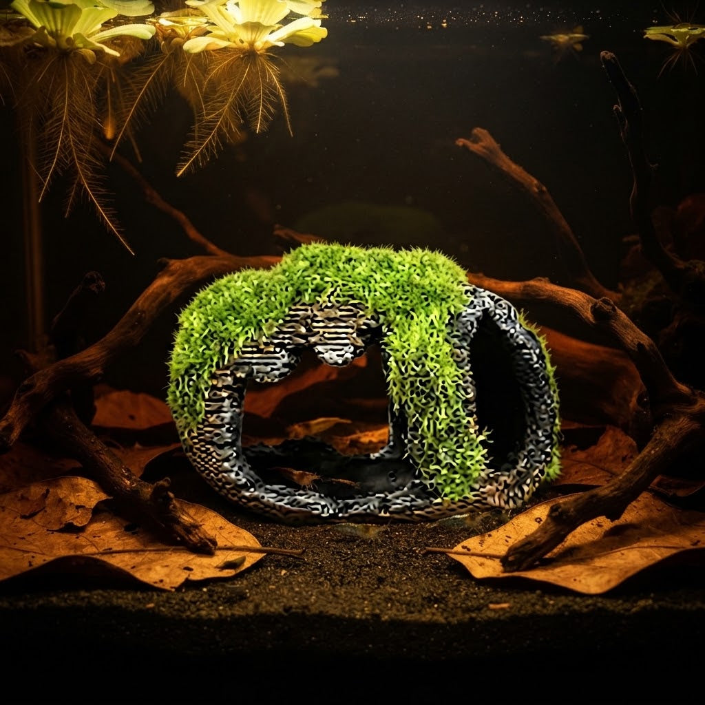 Hollow Barrel-Shaped Hide Cave for Aquarium | Shrimp House & Cichlid Hiding Décor for Fish Tank