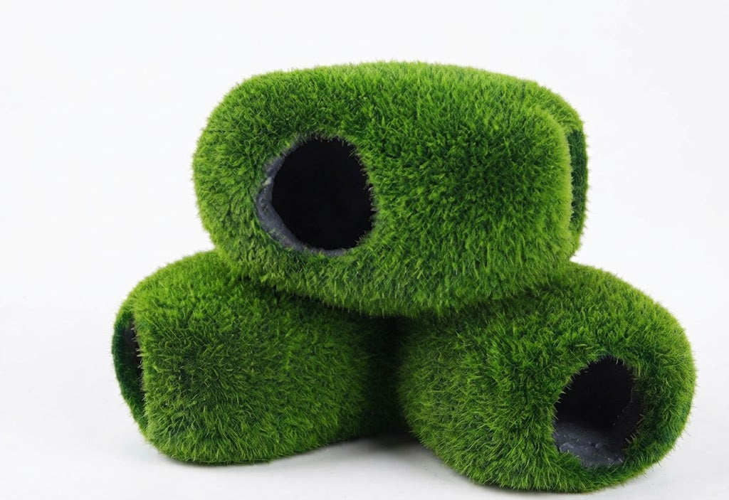 Resin Moss Hide Cave with Fake Moss for Aquarium | Décor for Guppy, Shrimp & Small Fish Tank Hiding House