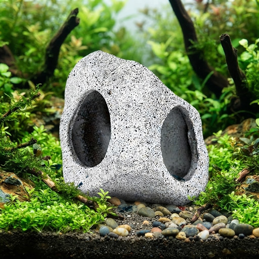 Ceramic Breeding Hide Cave for Aquarium | Shrimp House & Cichlid Hiding Cave Décor for Fish Tank